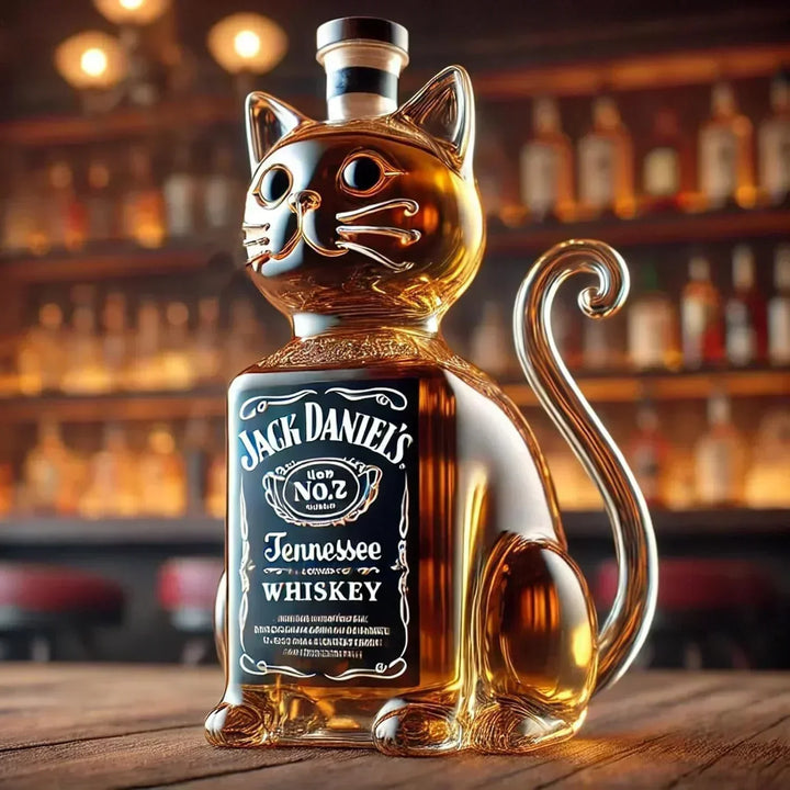 猫デザインのウイスキーボトル